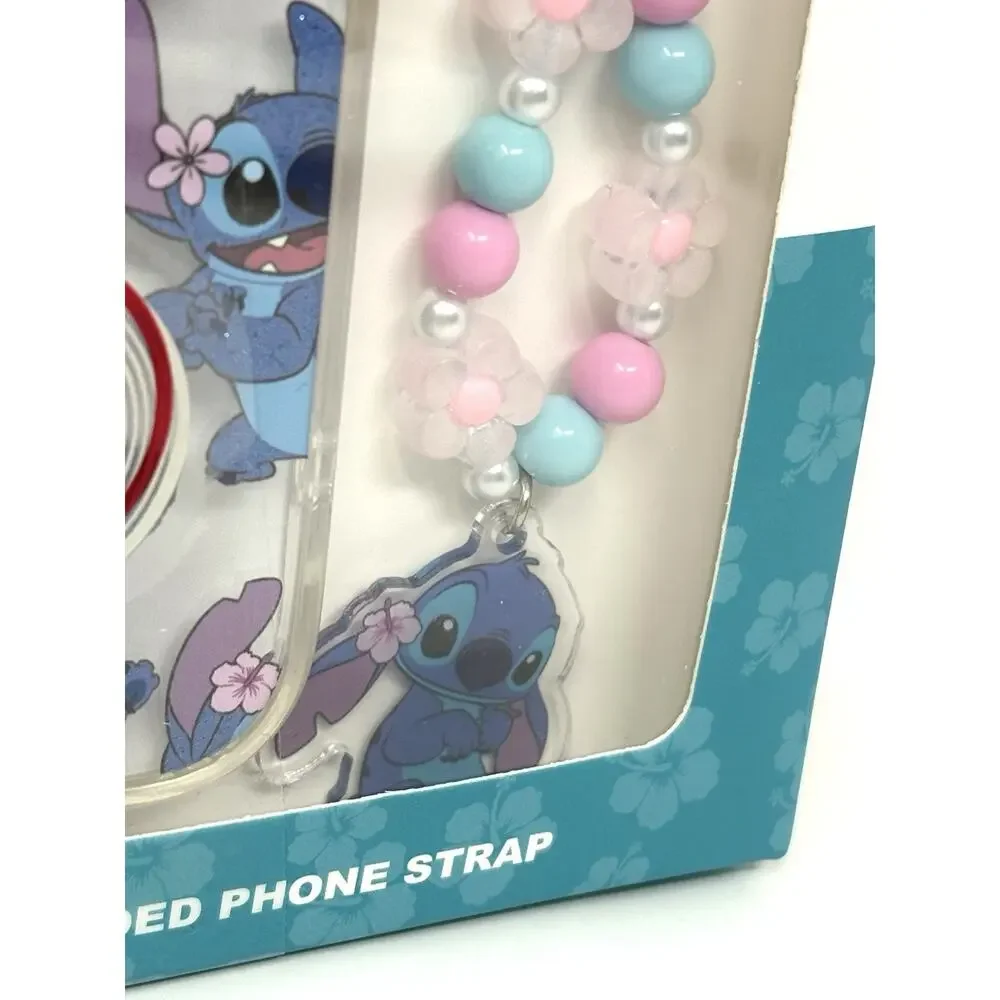 Lilo Stitch Skinny Dip iPhone 15 Pro Max Hard Case Cover Beaded Strap Glitter